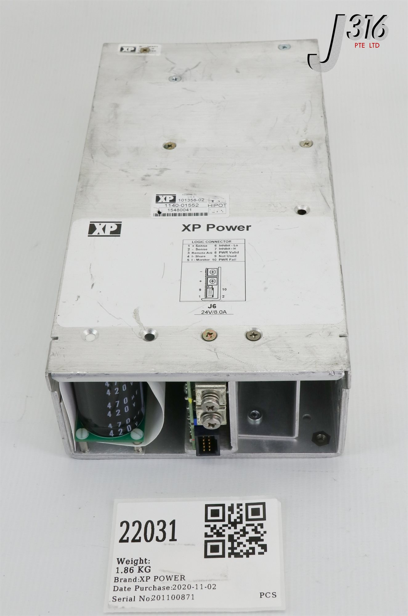 22031 XP POWER PS 24V 8A PN: 1000561 AMAT PN: 1140-01552 PARTS
